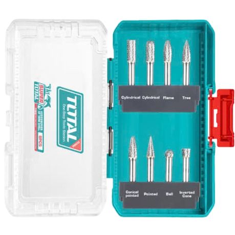 Total Tools – Tungsten Carbide Rotary Burrs Set – 8-piece