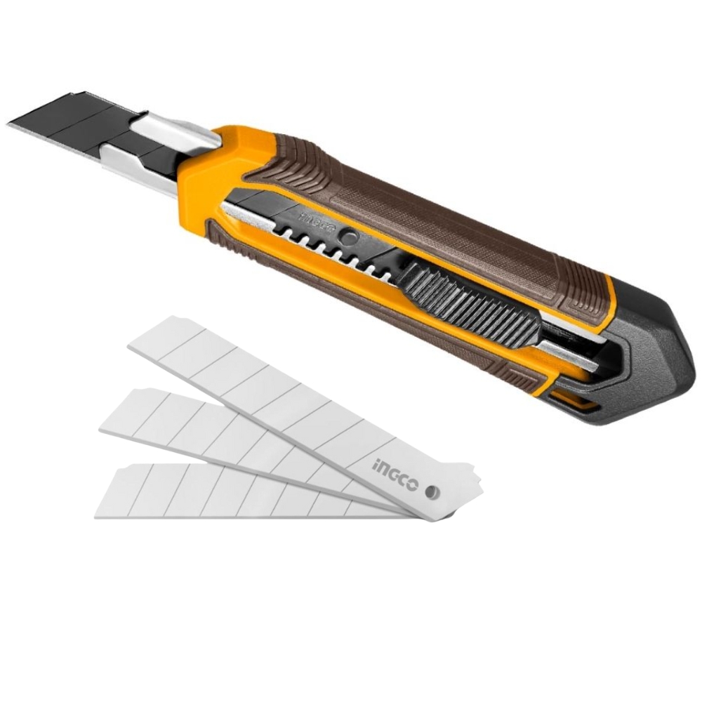 Ingco – Snap-Off Blade Knife with 10 Pce Knife Blades Set (18 mm)