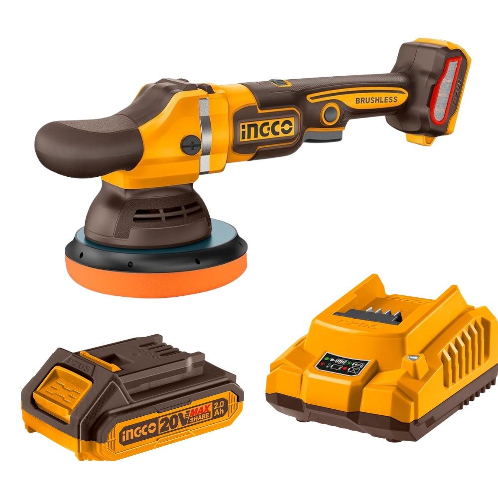 Ingco – Cordless Brushless Angle Polisher 150mm with Battery 2.Ah & Charger