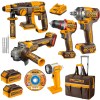 Ingco – Cordless Grinder, Drill, Wrench, Rotary Hammer, and Lamp Kit with Bag Ingco – Cordless Grinder, Drill, Wrench, Rotary Hammer, and Lamp Kit with Bag
