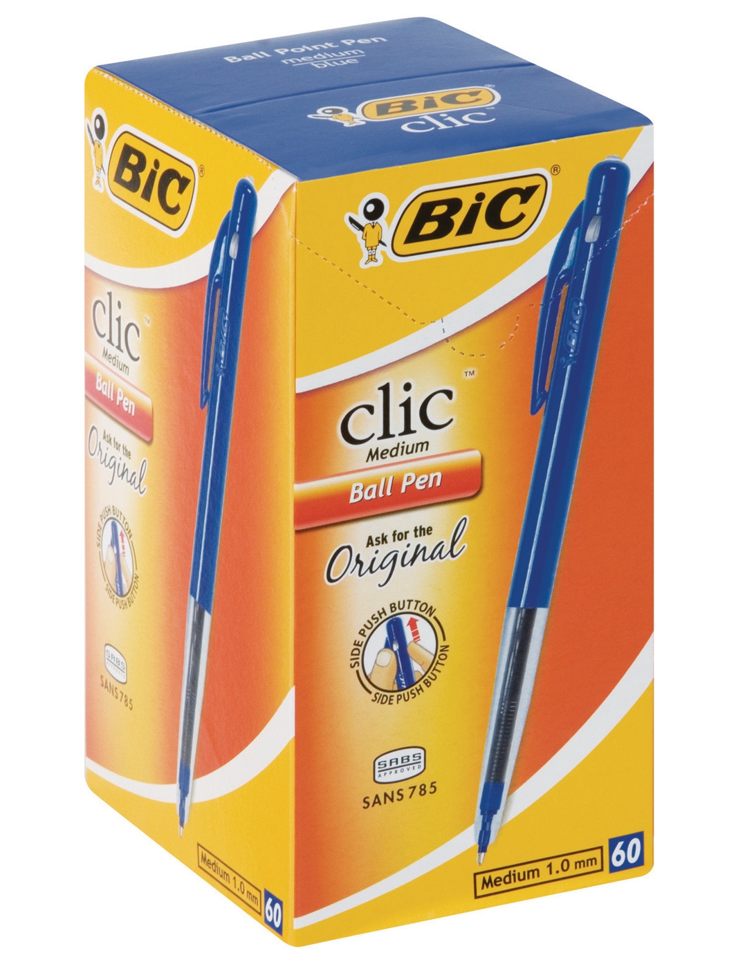 BIC Clic Medium Ballpoint Pens – Blue (Box of 60)