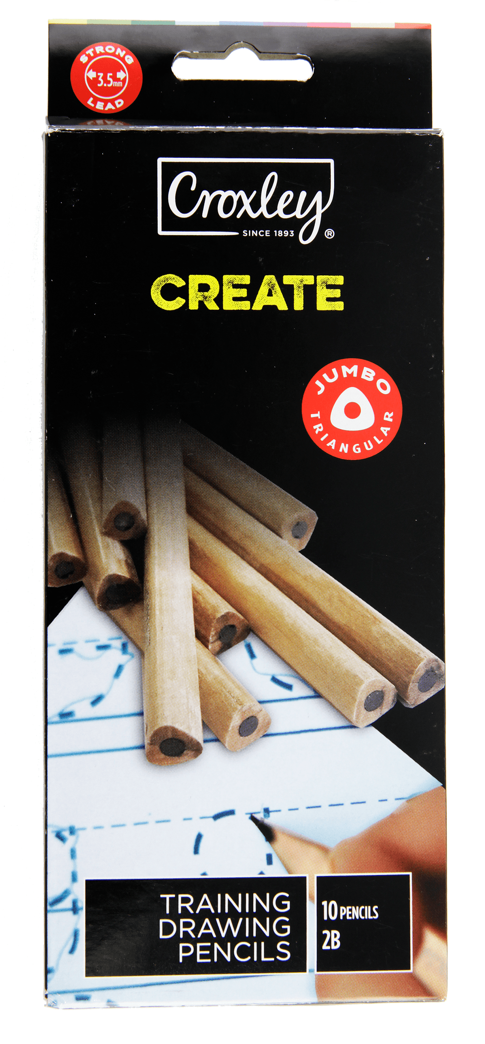 Croxley Create Triangular Graphite Drawing Pencils – 2B (Pack of 10)