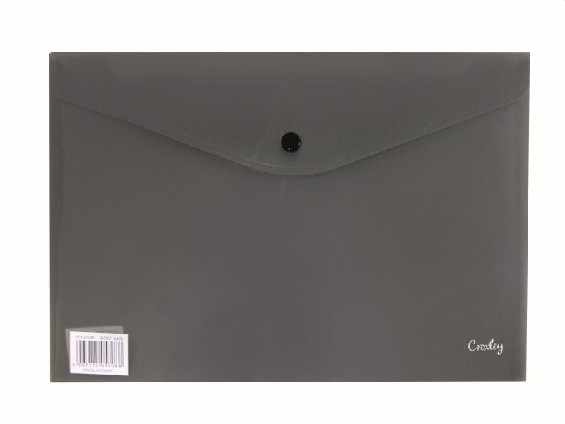 Croxley A4 Document Envelope with Button – Black (Pack of 12)