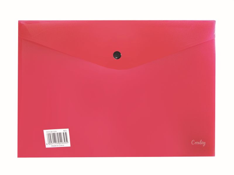 Croxley A4 Document Envelope with Button – Red (Pack of 12)