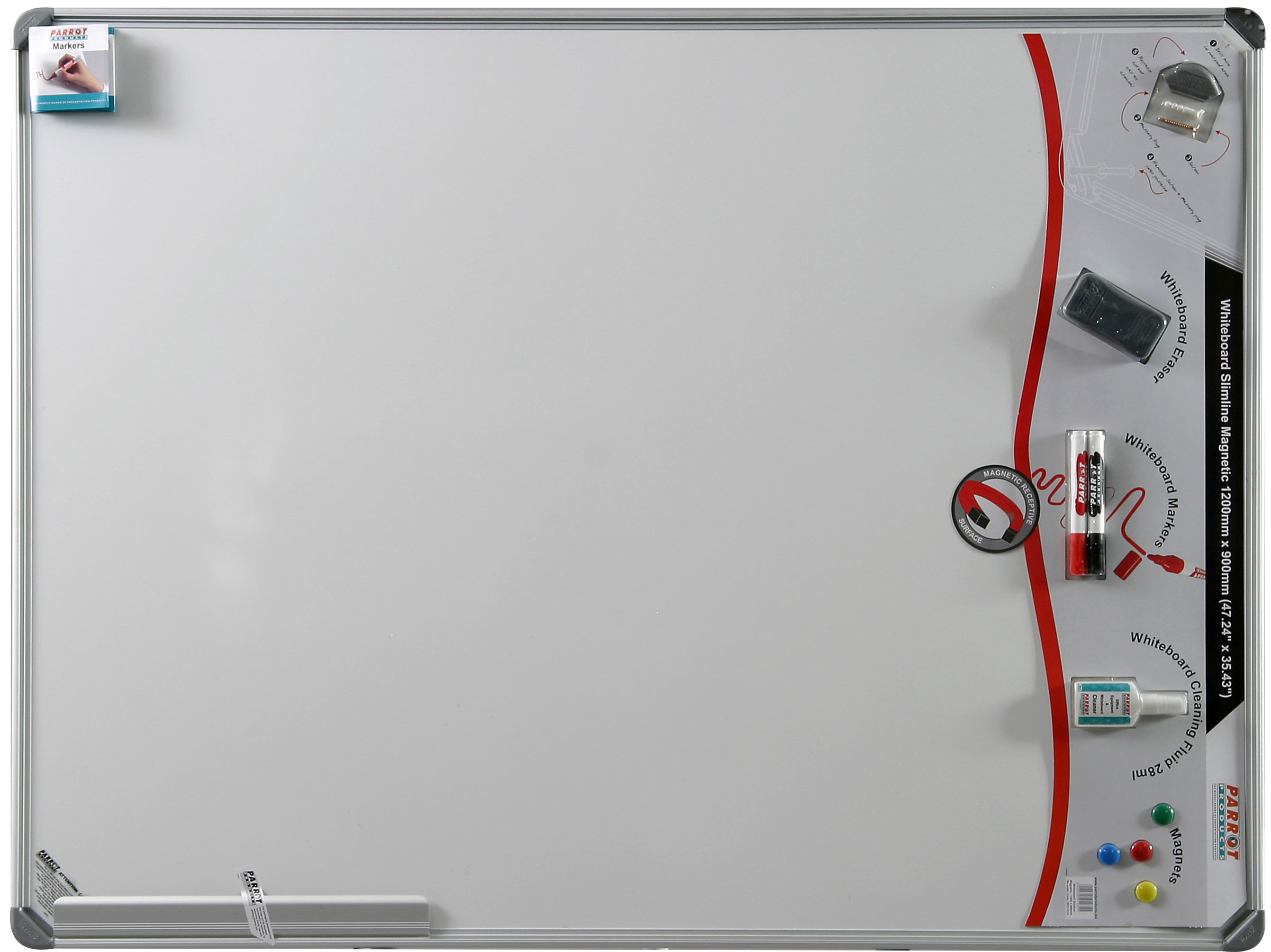 Parrot Whiteboard Slimline Magnetic – 1200 x 900mm (Retail Pack)