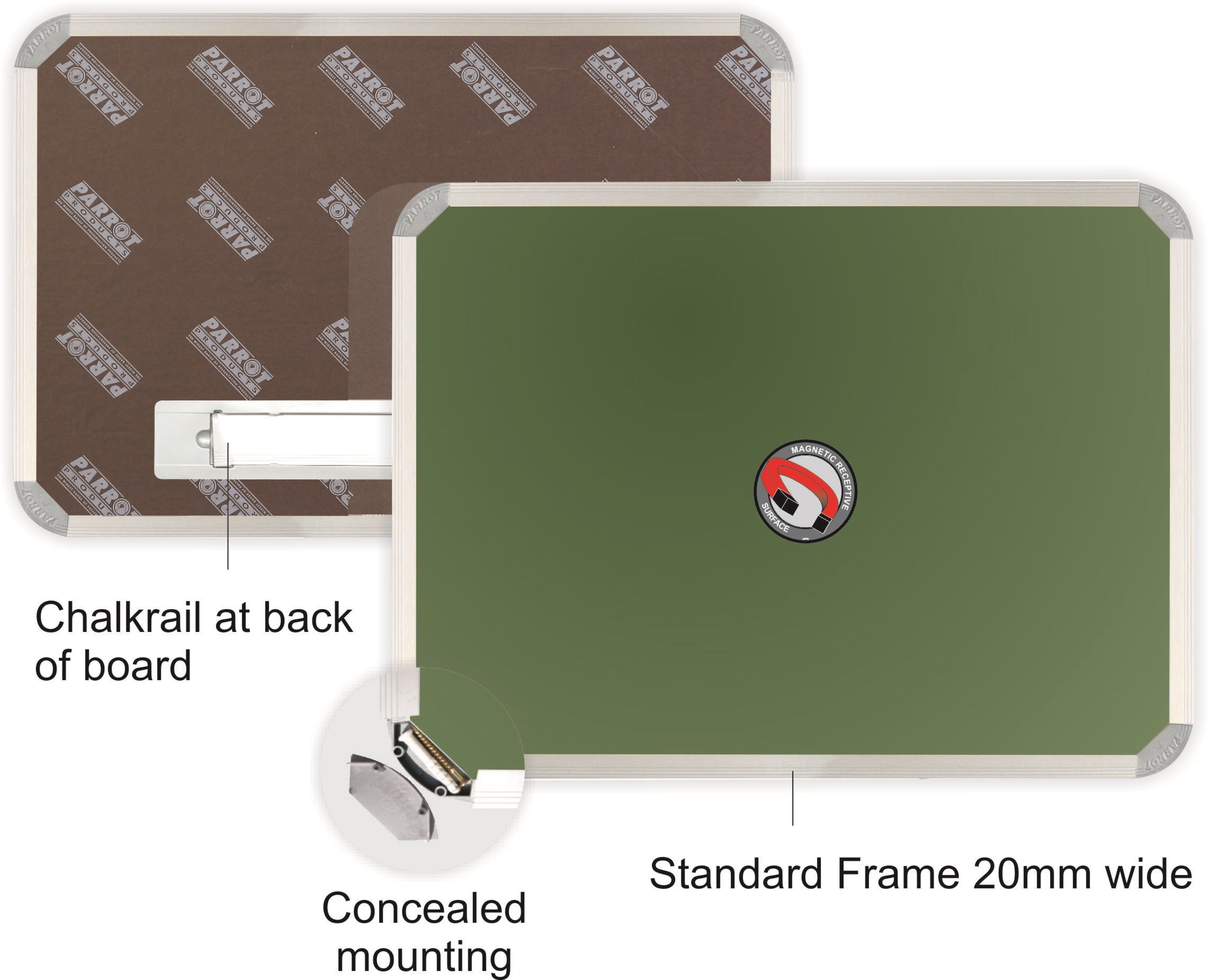 Parrot Chalk Board Aluminium Frame – Magnetic (1000 x 1000mm)