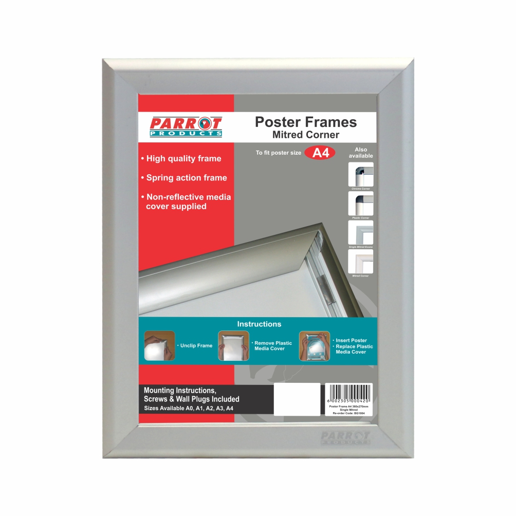 Parrot Poster Frame – Aluminium with Mitred Corners – A4
