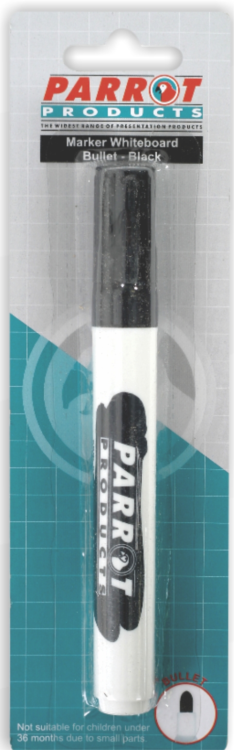 Parrot Whiteboard Marker Bullet Tip – Black (Blister 1)
