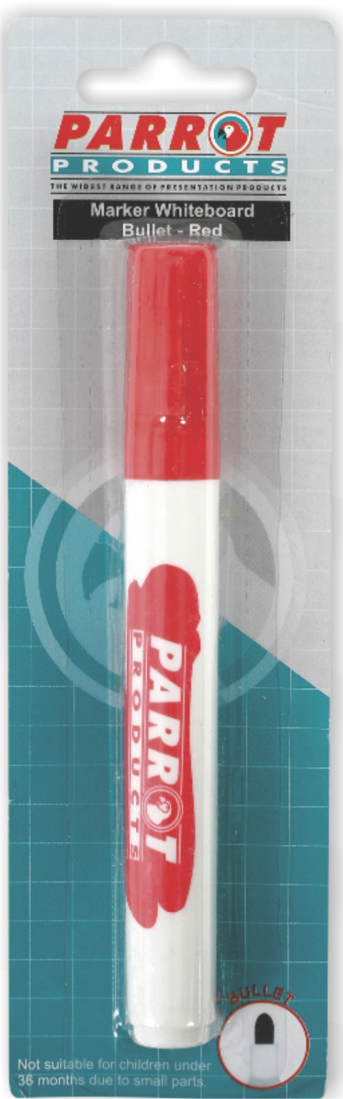Parrot Whiteboard Marker Bullet Tip – Red (Blister 1)