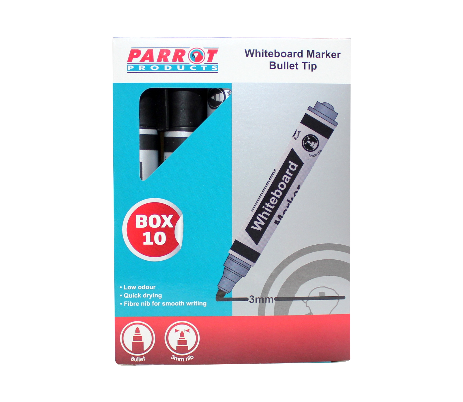 Parrot Products Whiteboard Markers (10 Markers – Bullet Tip – Black)