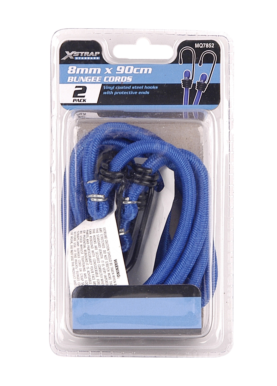 X-Strap – 90Cm X 8mm Round Bungee Cords – Blue – Set of 2