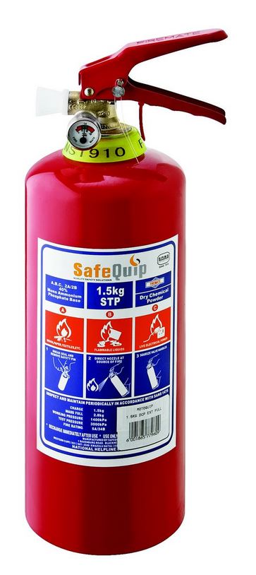 Safequip – 1.5Kg Dcp Fire Extinguisher With Bracket – Red