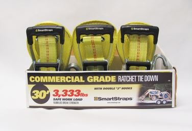 SmartStraps – 9m Heavy Duty Double “J” Hook Tie Down Ratchet – Yellow