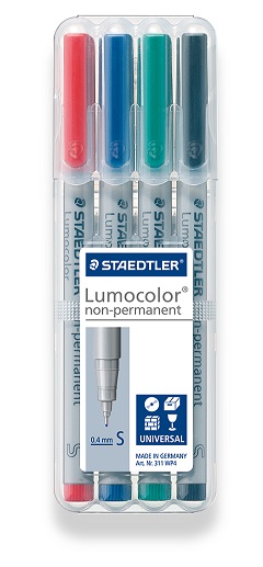 Staedtler Lumocolor 4 Non-Permanent Superfine Markers – Assorted