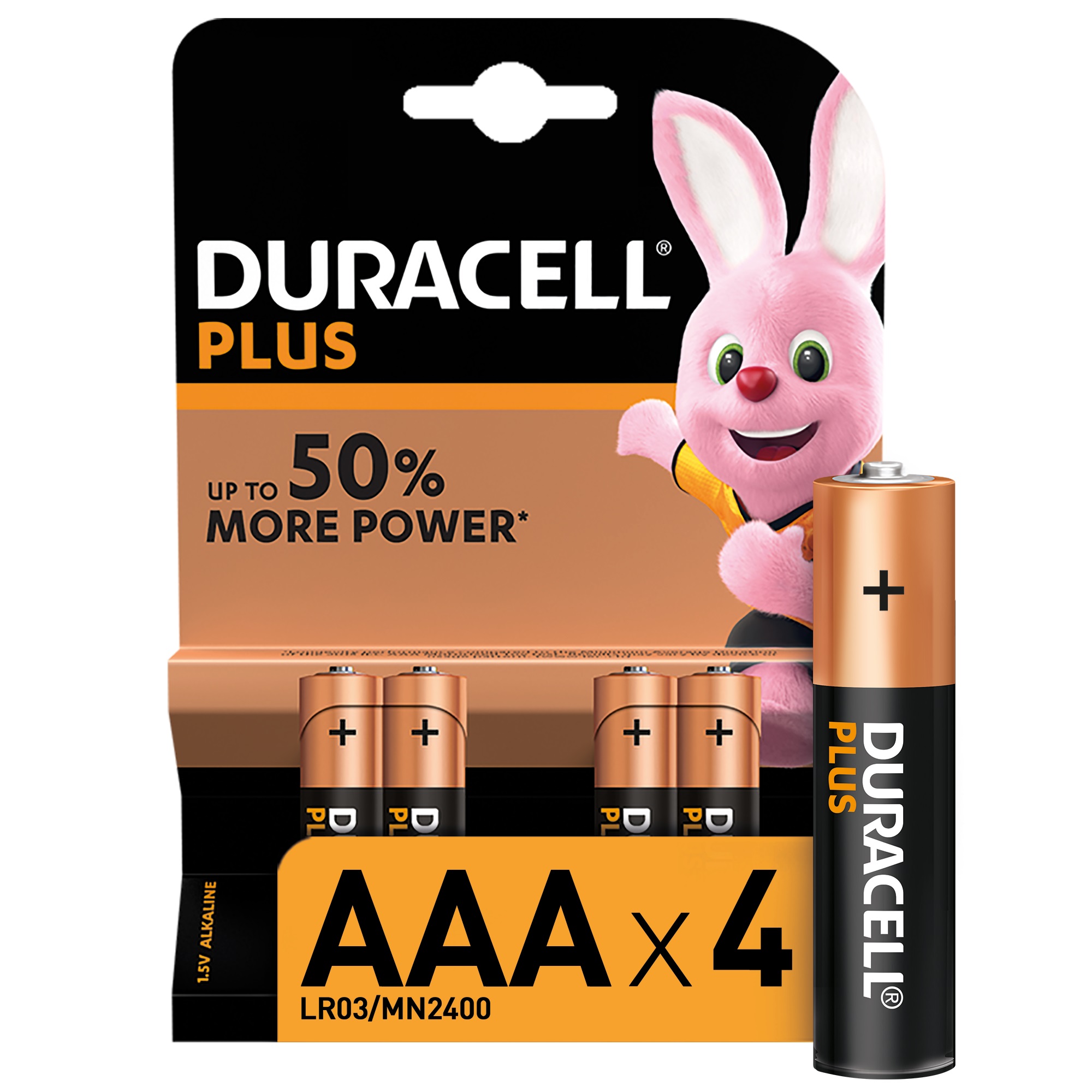 Duracell Plus AAA Alkaline Batteries, 1.5V LR03 MN2400 – 4 pack