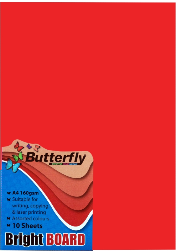 Butterfly – A4 – Bright Board – Red – 1 pack of 10