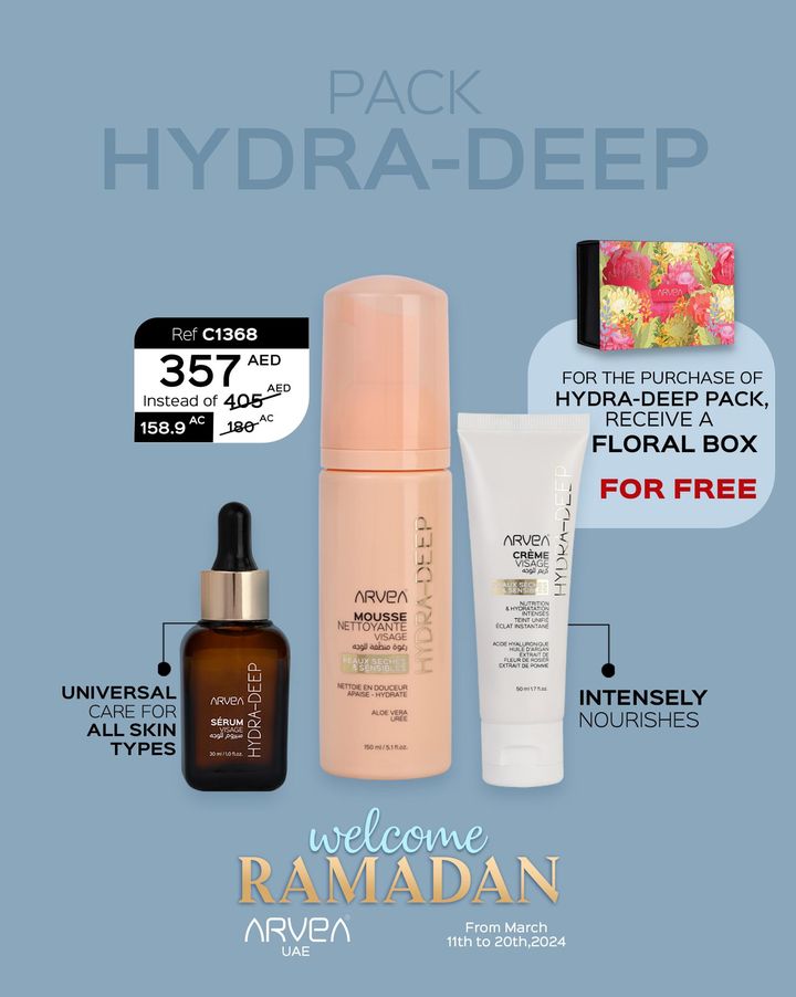 Discover our Hydra Deep Pack, your ultimate hydration solution! Featuring a serum suitable for all skin types, along with a crea... Discover our Hydra Deep Pack, your ultimate hydration solution! Featuring a serum suitable for all skin types, along with a crea...