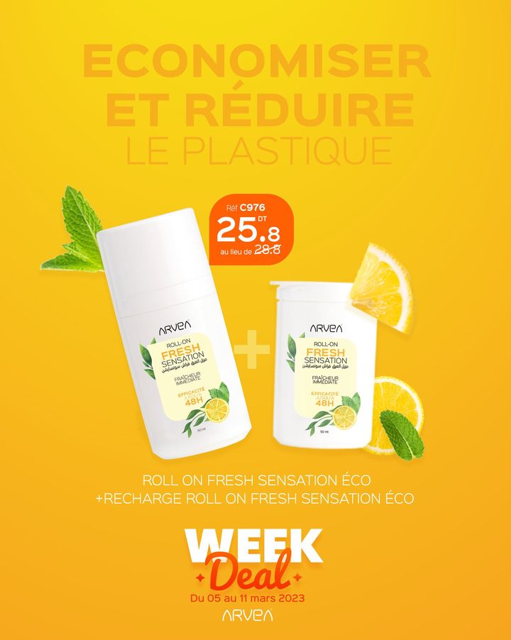 À la fois écologique et économique, le Roll-on fresh sensation ARVEA vous offre une fraîcheur instantanée et une efficacité gara… À la fois écologique et économique, le Roll-on fresh sensation ARVEA vous offre une fraîcheur instantanée et une efficacité gara…