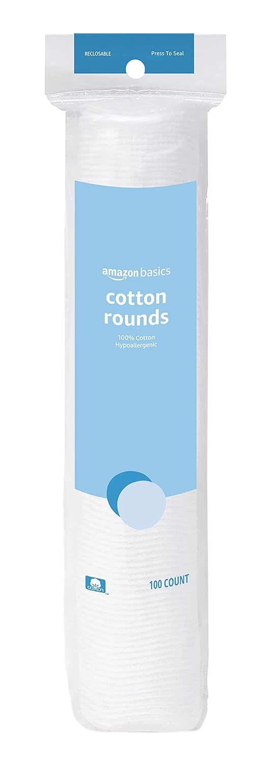 Amazon Basics Hypoallergenic 100% Cotton Rounds, 100 Count Amazon Basics Hypoallergenic 100% Cotton Rounds, 100 Count