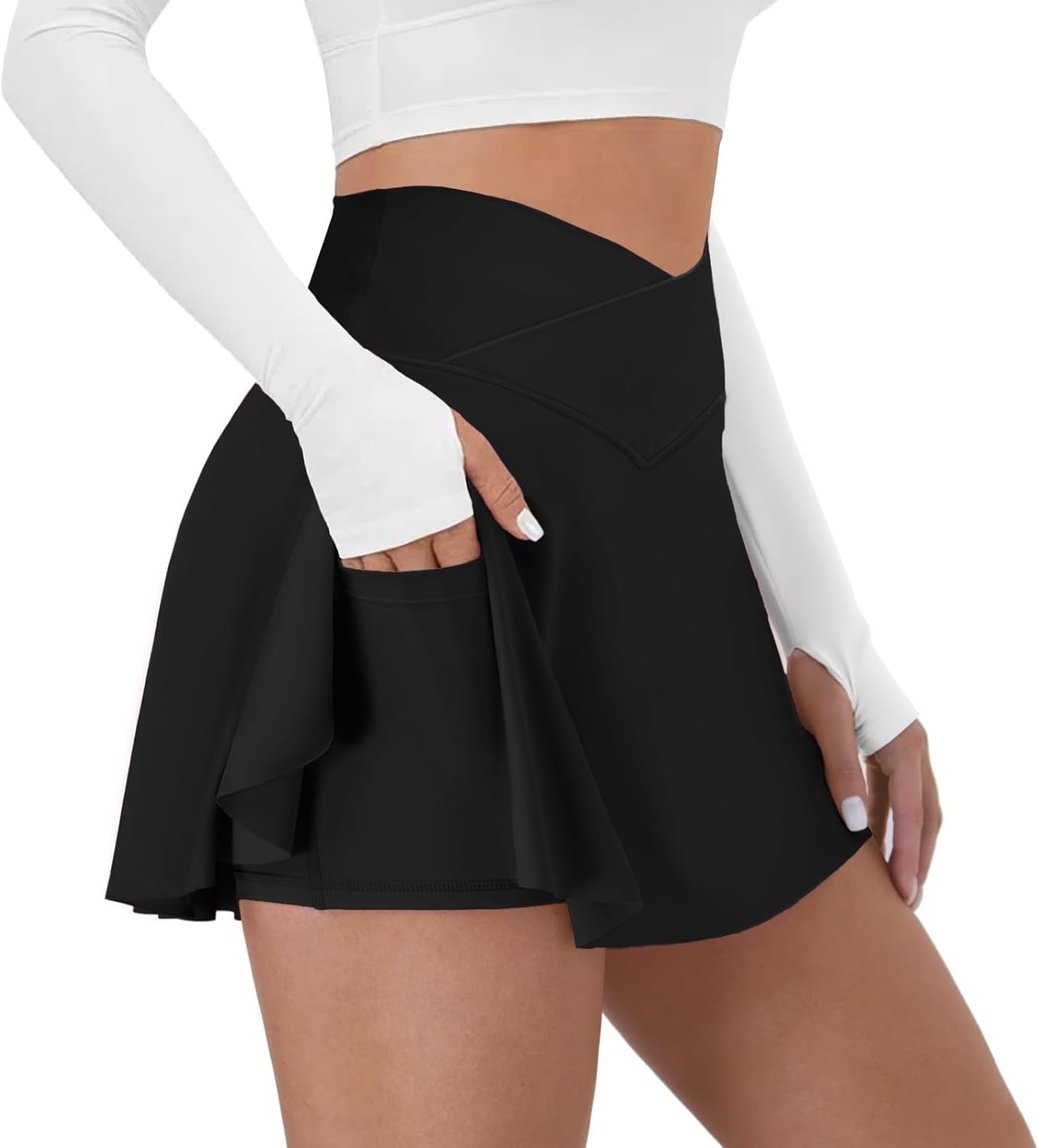 Tennis Skirt for Women with Pockets Shorts Crossover High Waisted Athletic Golf Skorts Running Workout Skirts 2 in 1 Tennis Skirt for Women with Pockets Shorts Crossover High Waisted Athletic Golf Skorts Running Workout Skirts 2 in 1