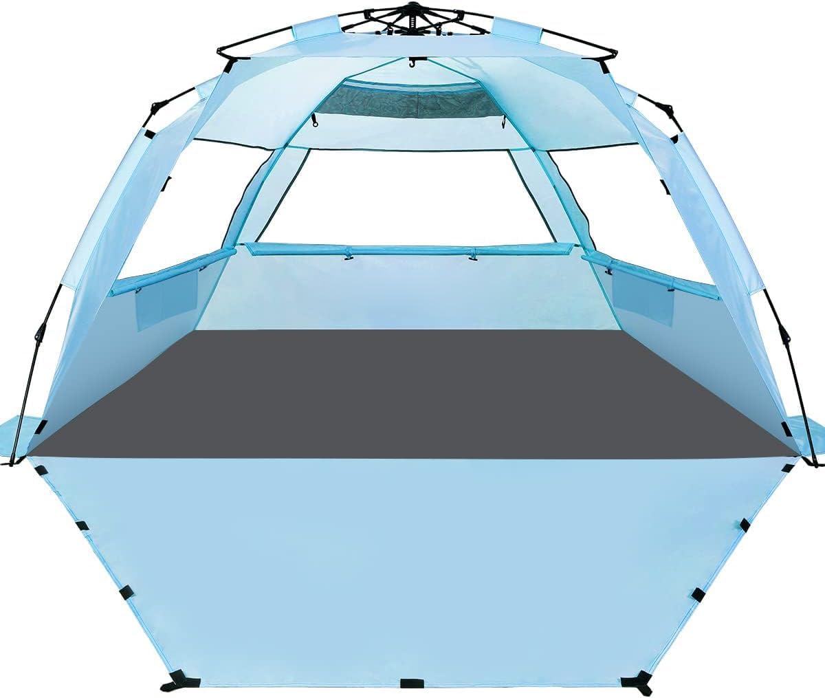 WhiteFang Deluxe XL Pop Up Beach Tent Sun Shade Shelter for 3-4 Person, UV Protection, Extendable Floor with 3 Ventilating Windows Plus Carrying Bag, Stakes, and Guy Lines WhiteFang Deluxe XL Pop Up Beach Tent Sun Shade Shelter for 3-4 Person, UV Protection, Extendable Floor with 3 Ventilating Windows Plus Carrying Bag, Stakes, and Guy Lines