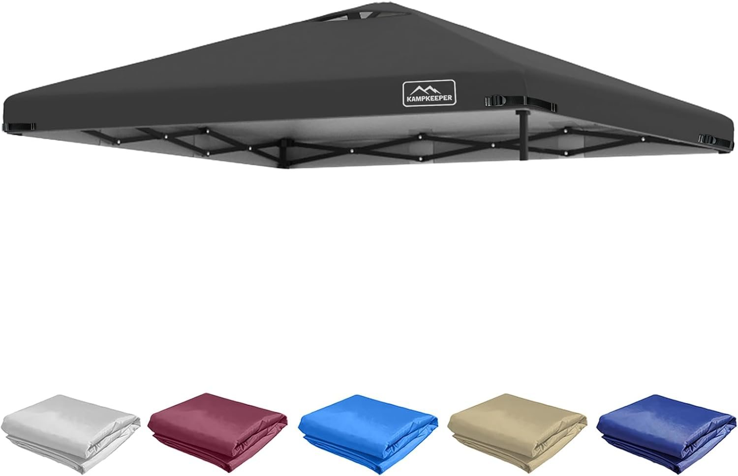 KAMPKEEPER Pop Up Canopy Tent Top Replacement Cover Roof with Air Vent, Polyester UV 30 Waterproof for Outdoor Garden Patio Pavilion Sun Shade(Top Only) (Black, 10x10FT) KAMPKEEPER Pop Up Canopy Tent Top Replacement Cover Roof with Air Vent, Polyester UV 30 Waterproof for Outdoor Garden Patio Pavilion Sun Shade(Top Only) (Black, 10x10FT)