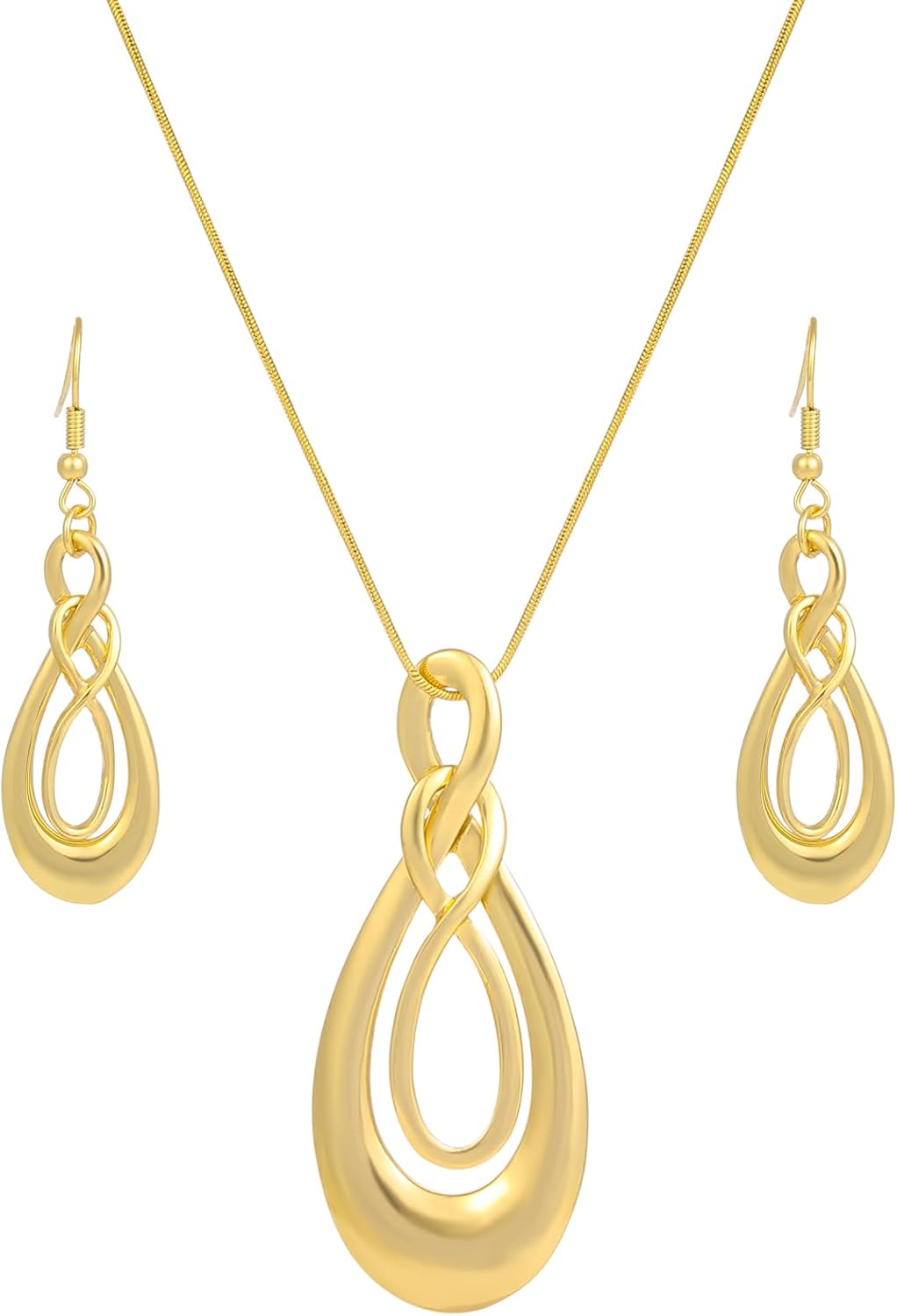 Madison Tyler Gold Plated Jewelry Set for Women | Silver Teardrop Pendant Necklace Trendy | Long Necklace with Snake Chain | Fashion Dangle Earring Set Madison Tyler Gold Plated Jewelry Set for Women | Silver Teardrop Pendant Necklace Trendy | Long Necklace with Snake Chain | Fashion Dangle Earring Set
