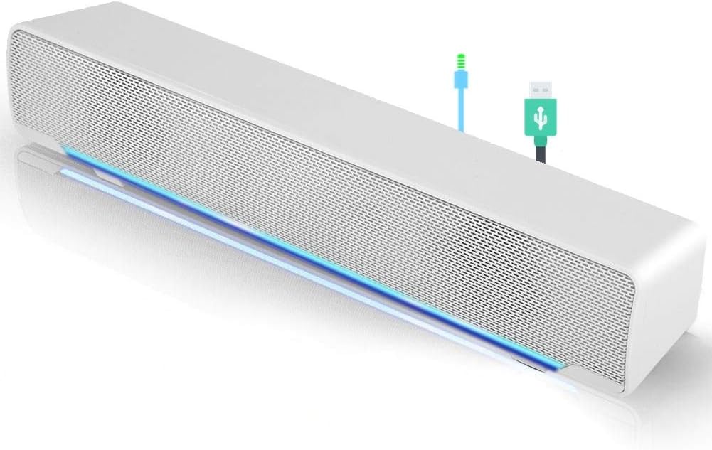 Speaker, Mini Speaker, USB Speaker PC Stereo Lightweight Wired LED Soundbar Speaker, Soundbar Soundbox, 3.5mm Audio Jack Compatible with PC Computer Tablet TV for Office Home Home Theater Speaker, Mini Speaker, USB Speaker PC Stereo Lightweight Wired LED Soundbar Speaker, Soundbar Soundbox, 3.5mm Audio Jack Compatible with PC Computer Tablet TV for Office Home Home Theater