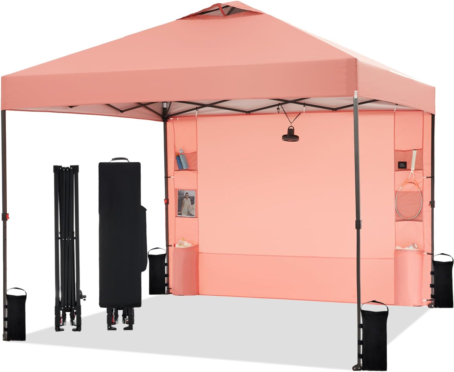 10’x10′ Pop Up Canopy Tent with Sidewall and 6 Pockets, Patented One Push, 1 Person Easy Set up, Canopy with Vented Roof for Patio Beach Outdoor, Case, 8 Stakes, 4 Ropes, 4 Sandbags (Ocher) 10’x10′ Pop Up Canopy Tent with Sidewall and 6 Pockets, Patented One Push, 1 Person Easy Set up, Canopy with Vented Roof for Patio Beach Outdoor, Case, 8 Stakes, 4 Ropes, 4 Sandbags (Ocher)