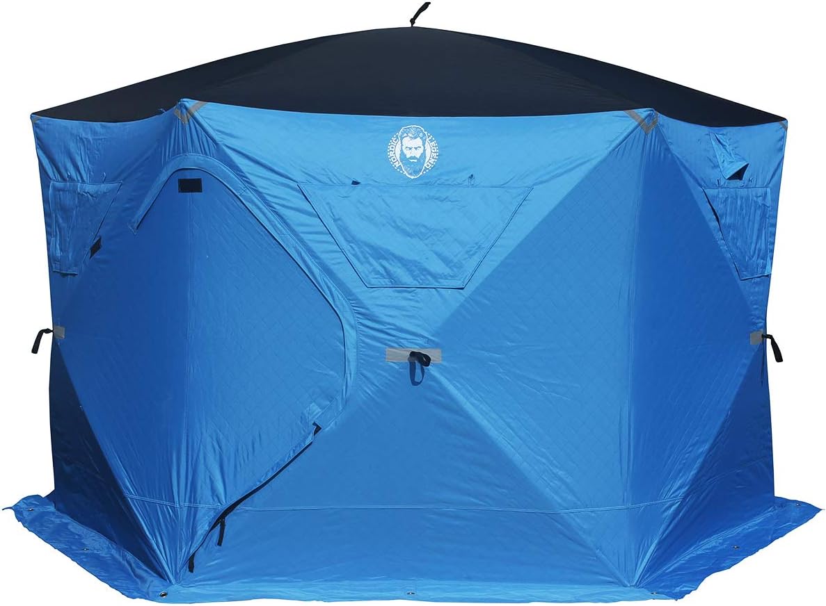 4-9 Person Portable Ice Fishing Shelter with 2 Big Doors-Diamond Door Guard System 4-9 Person Portable Ice Fishing Shelter with 2 Big Doors-Diamond Door Guard System