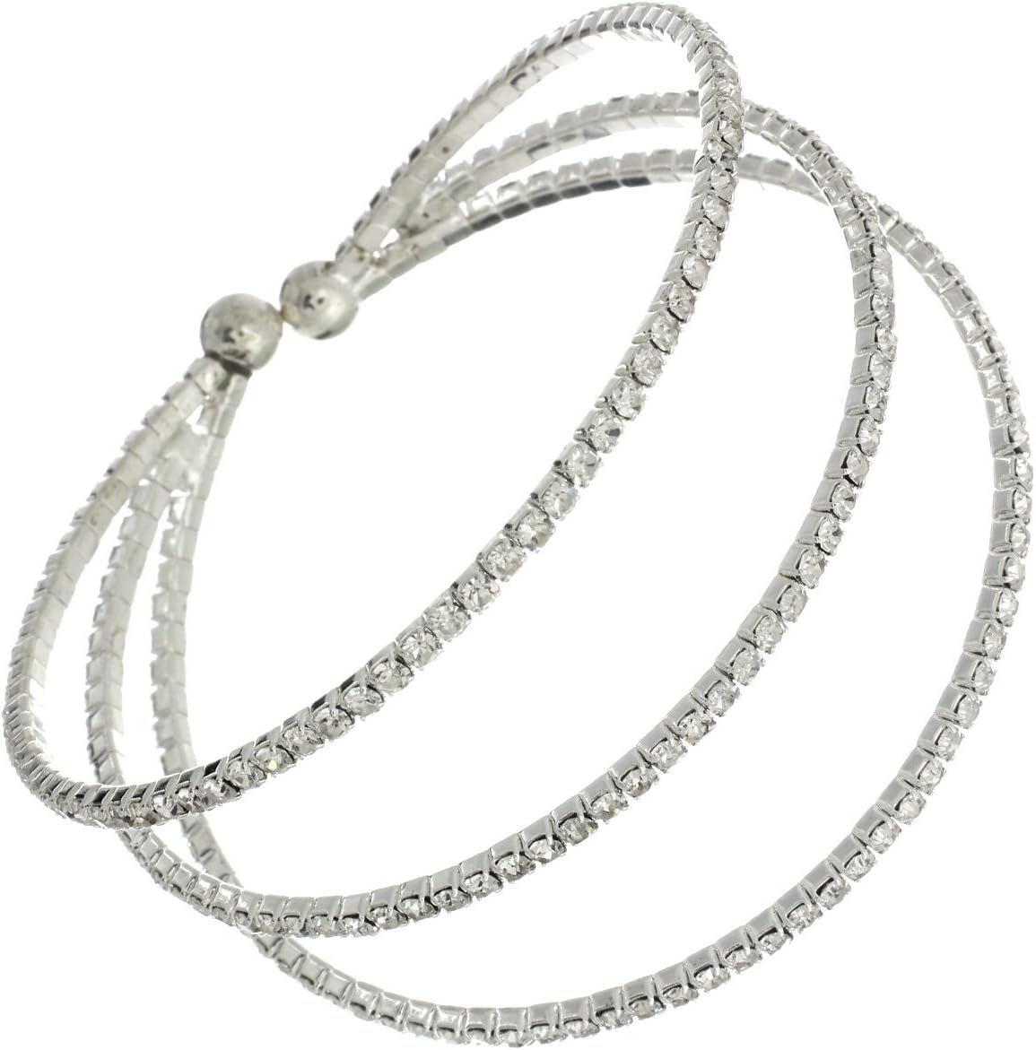 Rosemarie Collections Crystal Rhinestone Flexible Wire Style Triple Cuff Bracelet Rosemarie Collections Crystal Rhinestone Flexible Wire Style Triple Cuff Bracelet