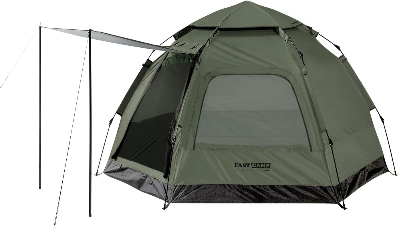 Instant Camping Tent for 4 Person,2 Mesh Windows & 2 Doors,Hexagonal Design,Easy Set Up Tent with Vestibule & Rainfly, Ideal for Family Camp, Outdoor Activity Instant Camping Tent for 4 Person,2 Mesh Windows & 2 Doors,Hexagonal Design,Easy Set Up Tent with Vestibule & Rainfly, Ideal for Family Camp, Outdoor Activity