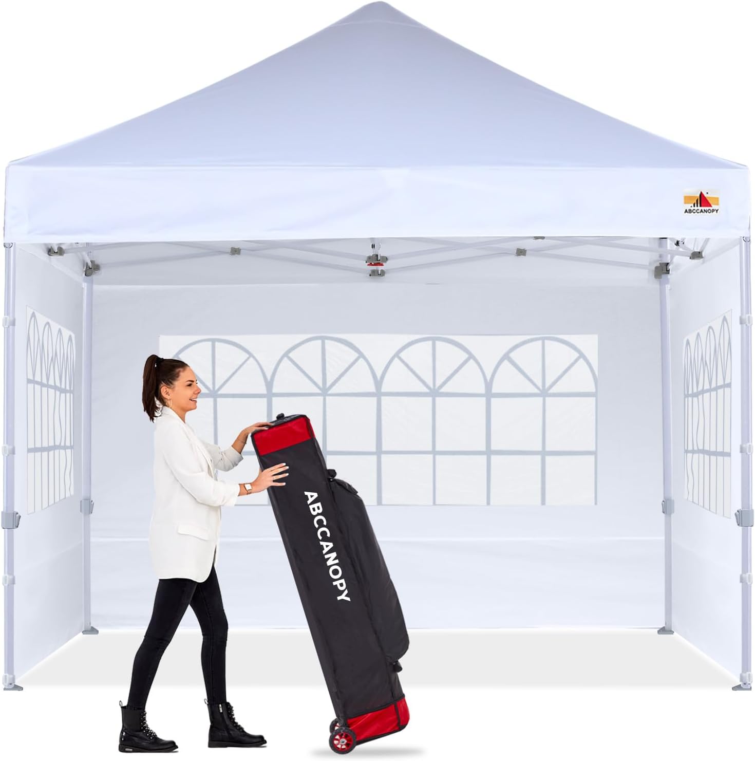 ABCCANOPY Outdoor Winter Gazebo 10×10, Premium Instant Pop Up Canopy Tent with Elegant Church Window,Snow and Rain Protection, Bonus Wheeled Bag,White ABCCANOPY Outdoor Winter Gazebo 10×10, Premium Instant Pop Up Canopy Tent with Elegant Church Window,Snow and Rain Protection, Bonus Wheeled Bag,White