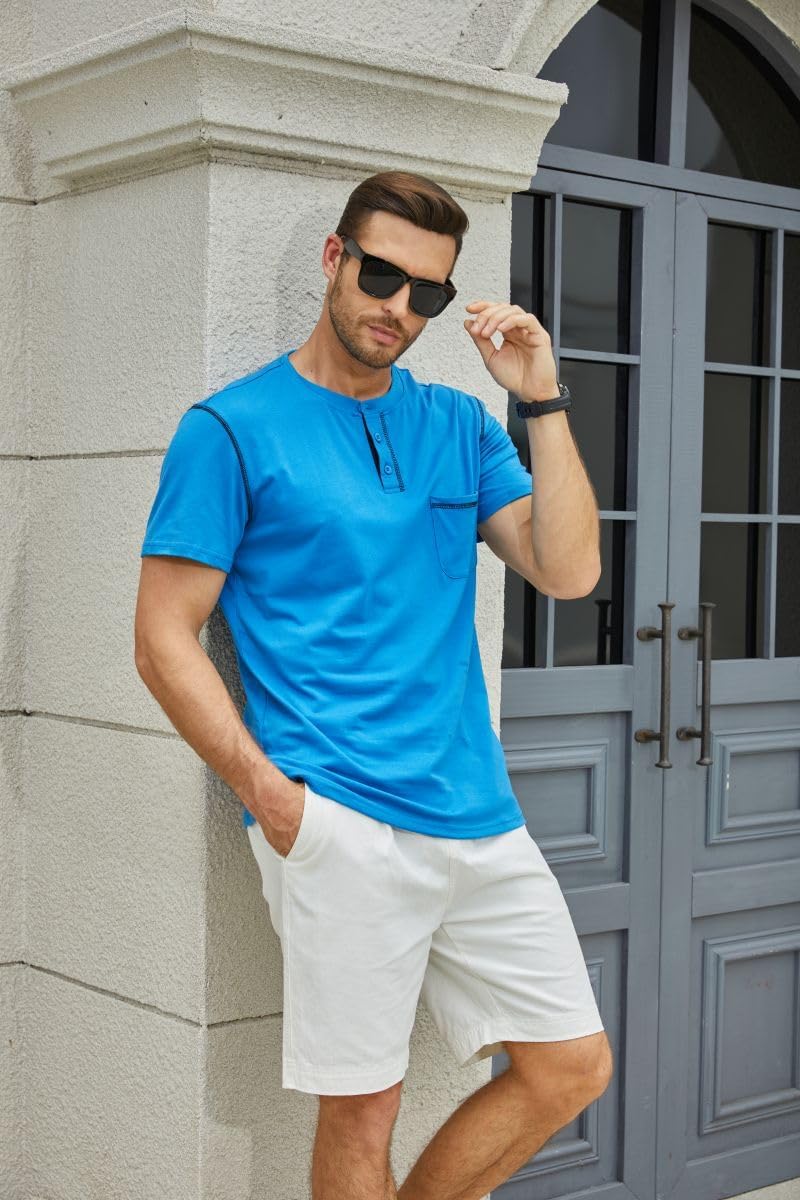 Men’s Fashion Henley Shirt Classic Short/Long Sleeve Lightweight Button Cotton T-Shirt Casual Top Men’s Fashion Henley Shirt Classic Short/Long Sleeve Lightweight Button Cotton T-Shirt Casual Top