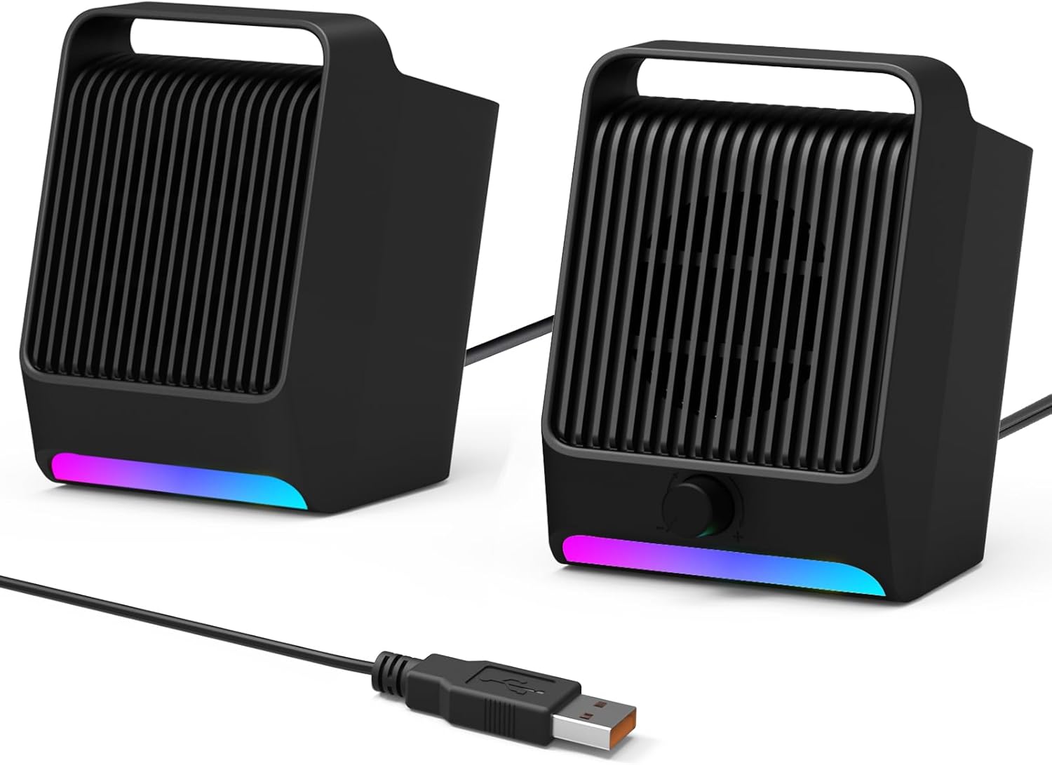 USB Computer Speakers for Desktop PC Laptop | Small Plug-N-Play External Speaker with Dynamic RGB Light, Stereo Loud Sound, Ultra-Deep Bass, Quick Control, Compatible with Windows/macOS/ChromeOS/Linux USB Computer Speakers for Desktop PC Laptop | Small Plug-N-Play External Speaker with Dynamic RGB Light, Stereo Loud Sound, Ultra-Deep Bass, Quick Control, Compatible with Windows/macOS/ChromeOS/Linux