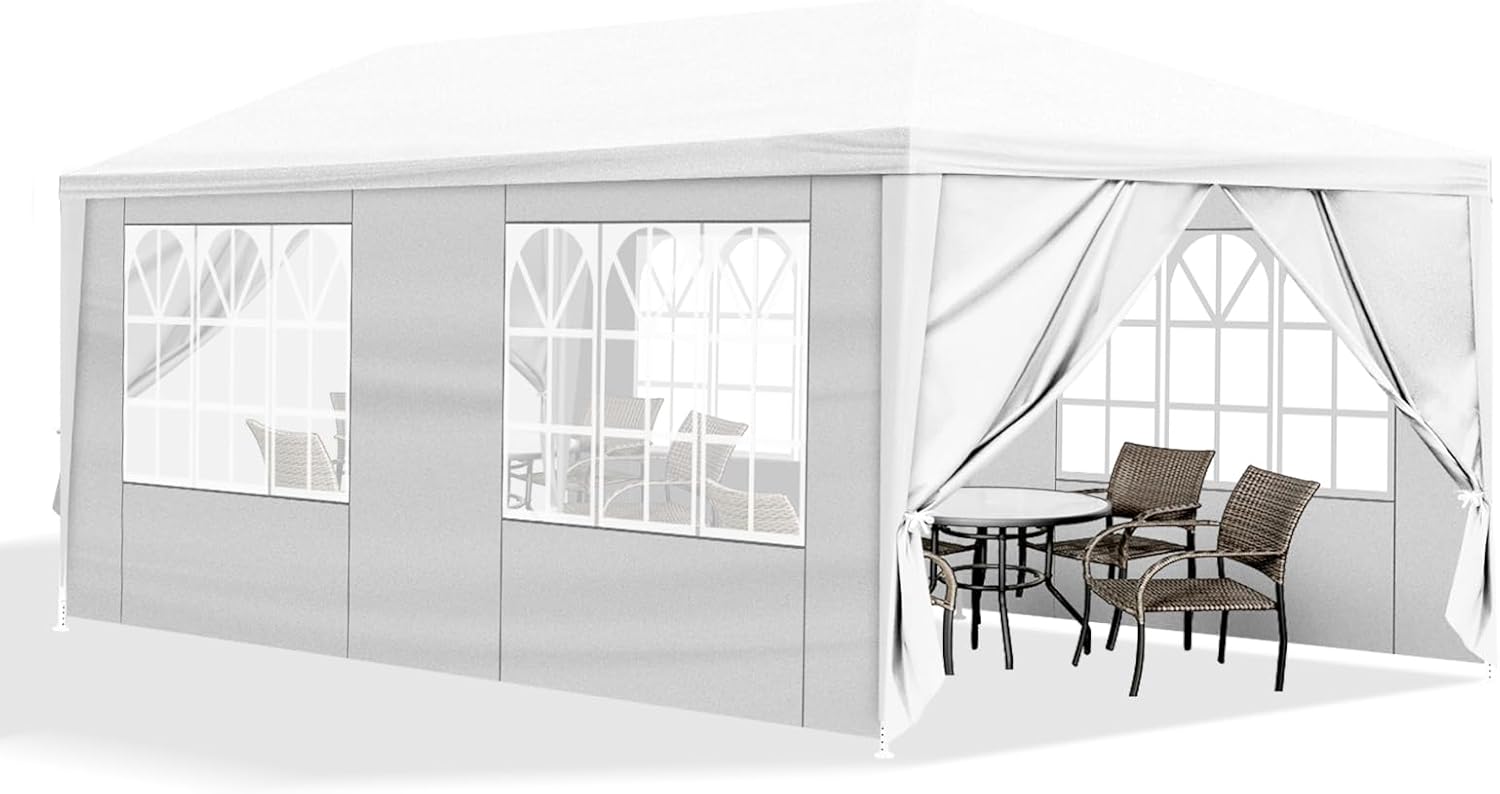 10x20ft Outdoor Tents Party Wedding Canopy Tent, White Canopy Tent Large Canopy Tents for Parties, Outdoor Patio Garden Gazebo Canopy Tents with 6 Removable Sidewalls for Backyard Events 10x20ft Outdoor Tents Party Wedding Canopy Tent, White Canopy Tent Large Canopy Tents for Parties, Outdoor Patio Garden Gazebo Canopy Tents with 6 Removable Sidewalls for Backyard Events