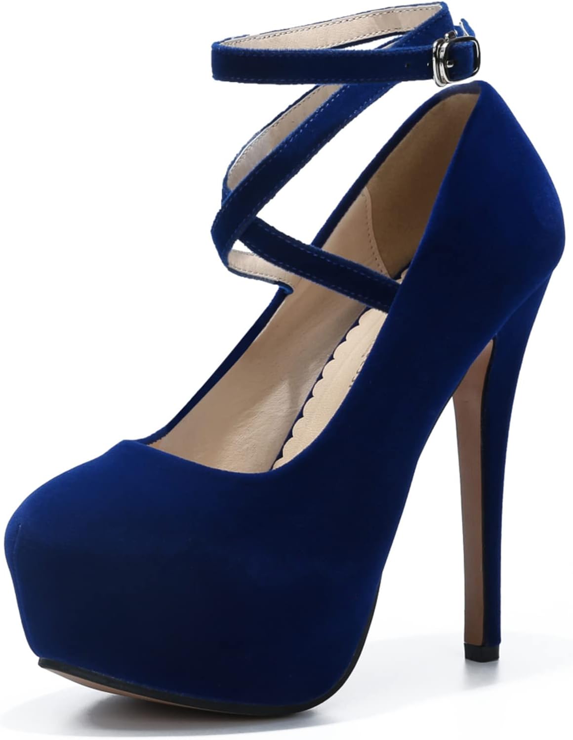 Women’s Ankle Cross Strap Pumps Platform Stiletto Dress High Heel Black Lining Glitter Silver Women’s Ankle Cross Strap Pumps Platform Stiletto Dress High Heel Black Lining Glitter Silver