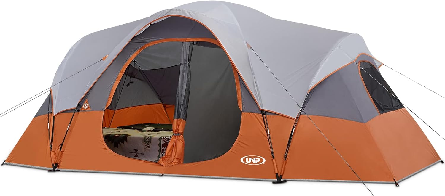 UNP Camping Tent 10-Person-Family Tents, Parties, Music Festival Tent, Big, Easy Up, 5 Large Mesh Windows, Double Layer, 2 Room, Waterproof, Weather Resistant, 18ft x 9ft x78in UNP Camping Tent 10-Person-Family Tents, Parties, Music Festival Tent, Big, Easy Up, 5 Large Mesh Windows, Double Layer, 2 Room, Waterproof, Weather Resistant, 18ft x 9ft x78in