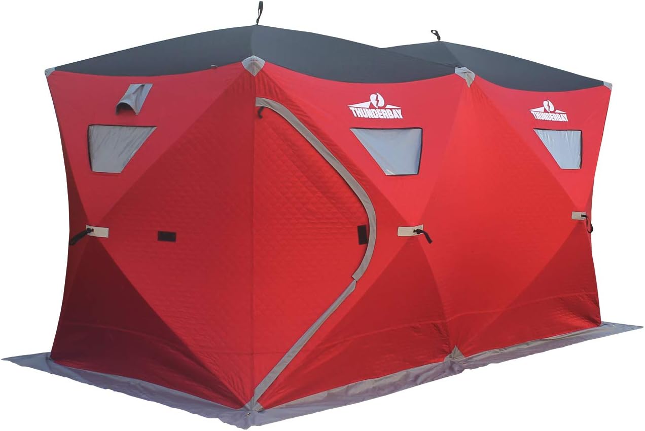 THUNDERBAY Ice Cube Series Pop-Up Hub-Style Ice Fishing Shelter, 68-112 Square Feet of Fishable Area, Portable 6-8 Person Ice Shanty THUNDERBAY Ice Cube Series Pop-Up Hub-Style Ice Fishing Shelter, 68-112 Square Feet of Fishable Area, Portable 6-8 Person Ice Shanty