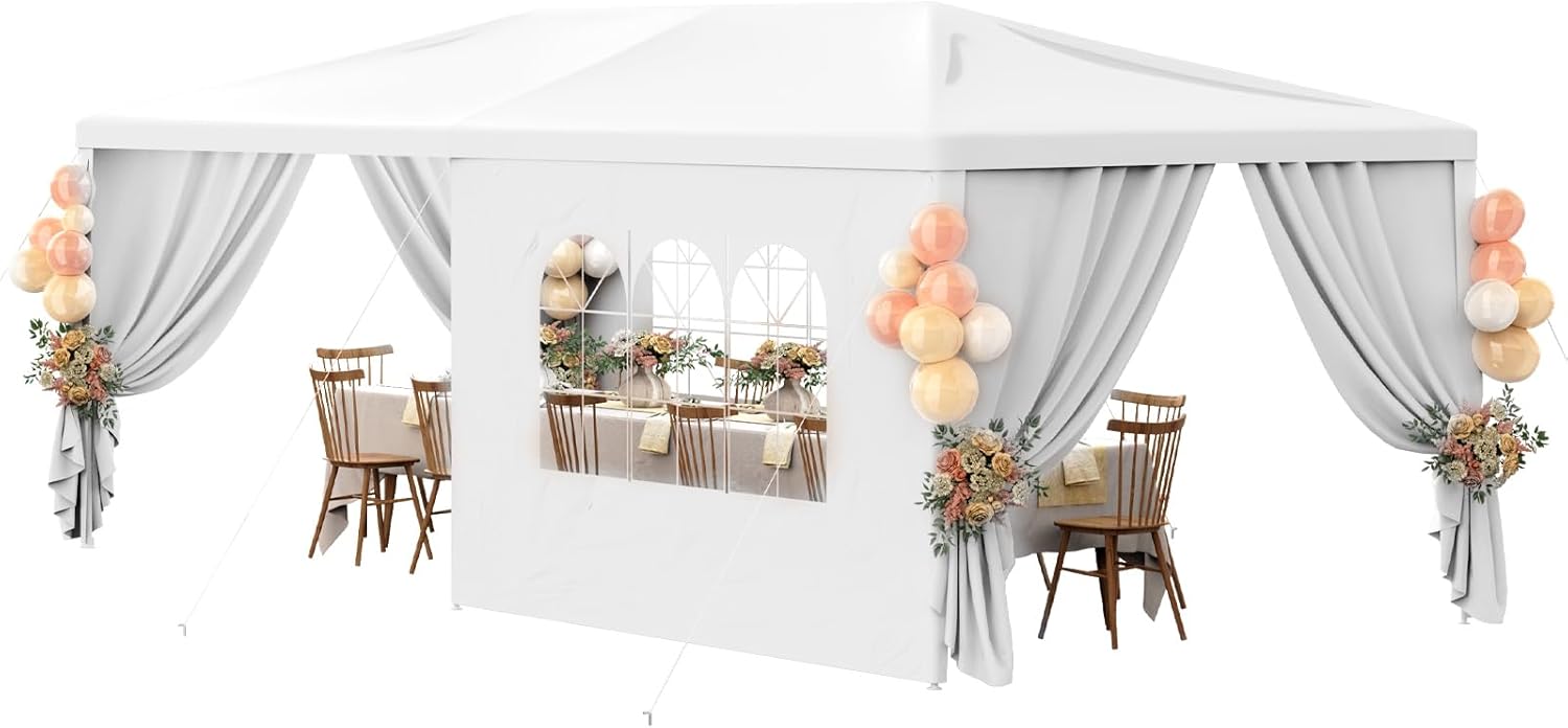 10×20 Outdoor Party Tent White Tents for Parties Heavy Duty Canopy Tent Patio Gazebo Shelter with 4 Removable Sidewalls Wedding BBQ Events Tent for Birthday Graduation Backyard Garden 10×20 Outdoor Party Tent White Tents for Parties Heavy Duty Canopy Tent Patio Gazebo Shelter with 4 Removable Sidewalls Wedding BBQ Events Tent for Birthday Graduation Backyard Garden