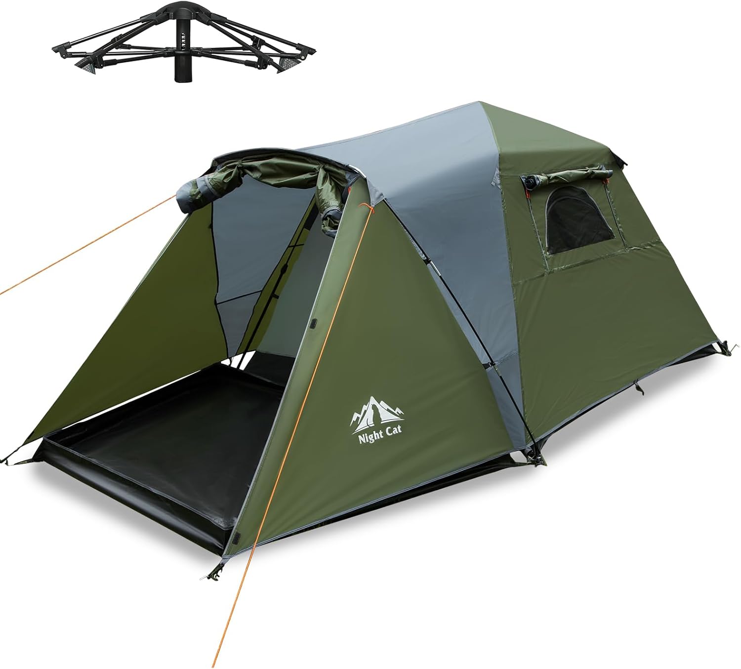 Night Cat Cabin Tent with Vestibule: 3 Persons Pop Up Camping Tent Double Layers Easy Quick Setup Waterproof Night Cat Cabin Tent with Vestibule: 3 Persons Pop Up Camping Tent Double Layers Easy Quick Setup Waterproof