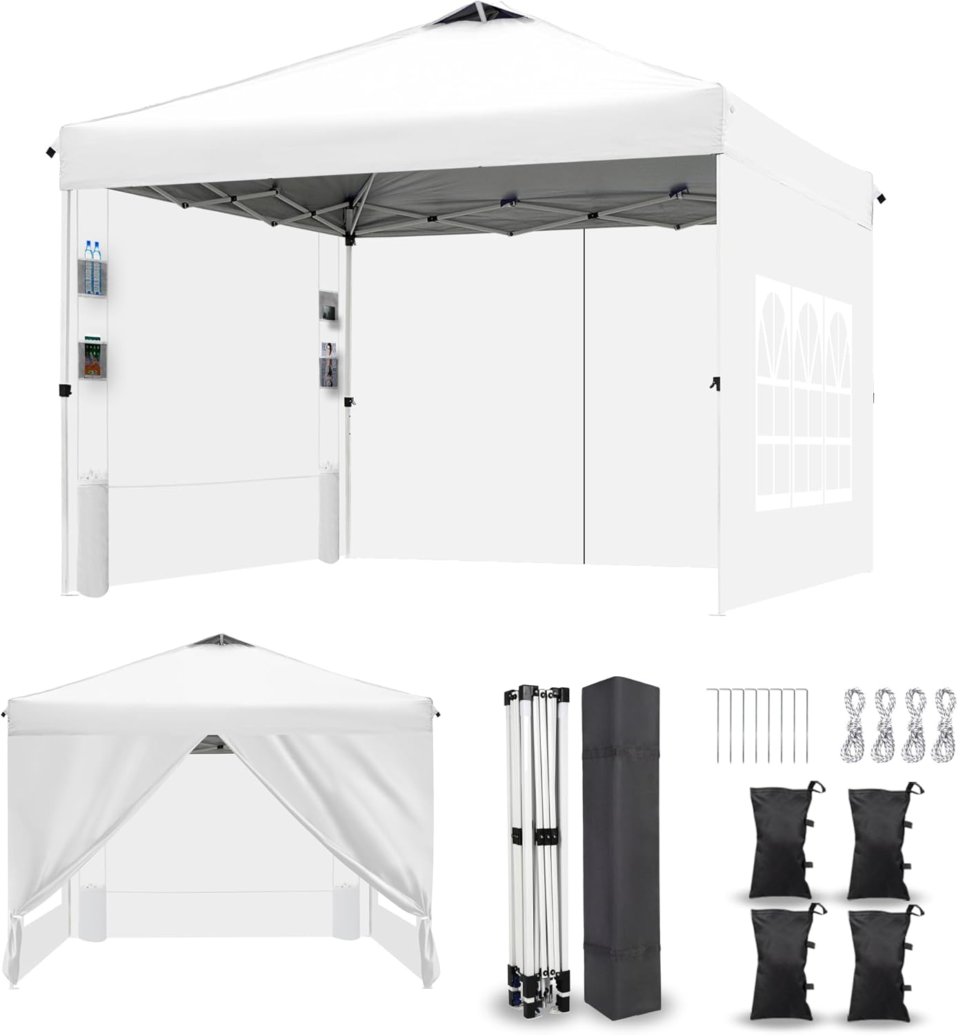10×10 Pop Up Canopy Tent with Sidewalls and Pockets, Easy Pop Up Waterproof Outdoor Canopy with Air Vent and 3 Height Adjustable(White) 10×10 Pop Up Canopy Tent with Sidewalls and Pockets, Easy Pop Up Waterproof Outdoor Canopy with Air Vent and 3 Height Adjustable(White)