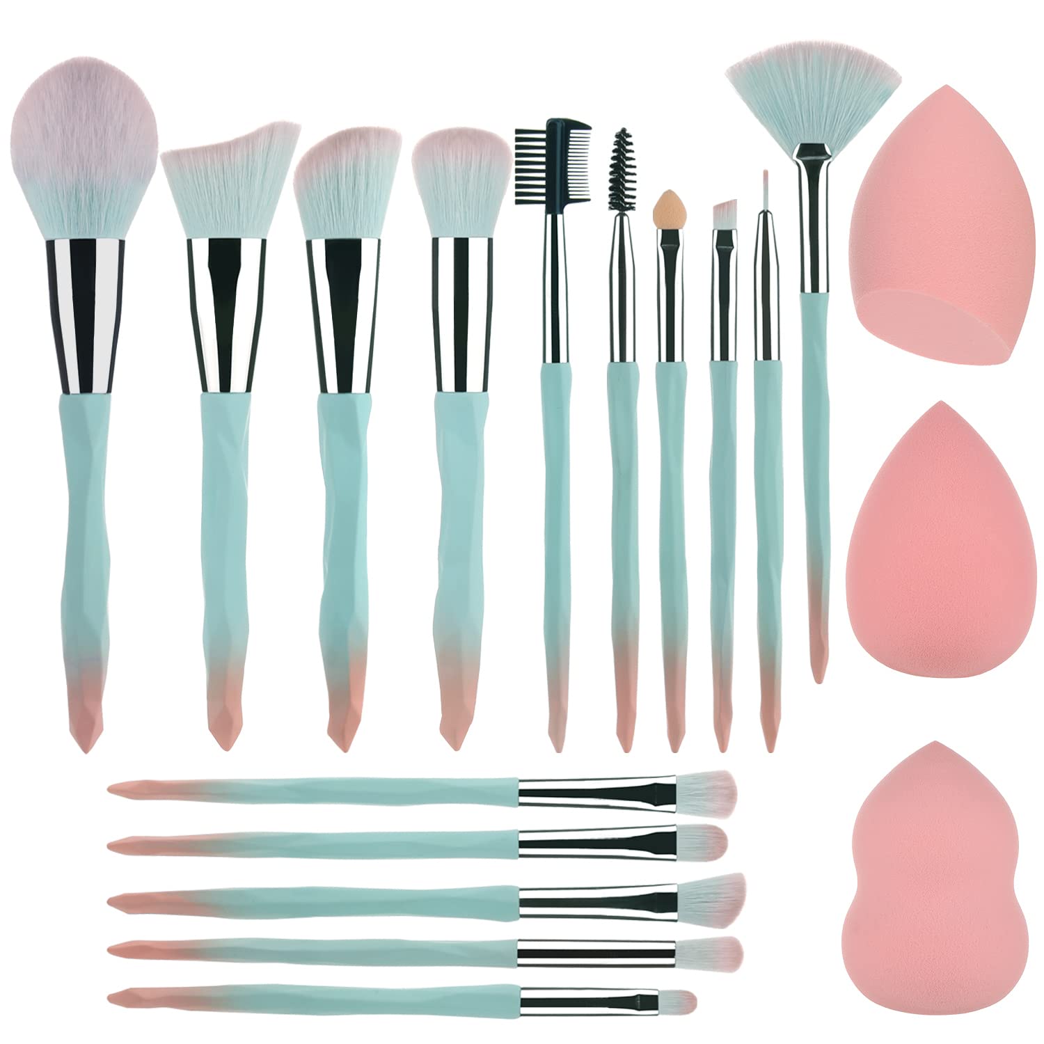 111 Pink blue gradient makeup brushes and makeup sponges set makeup brushes set natural synthetic eye shadow foundation make-up brush set professional makeup brush and tool accessories……… 111 Pink blue gradient makeup brushes and makeup sponges set makeup brushes set natural synthetic eye shadow foundation make-up brush set professional makeup brush and tool accessories………