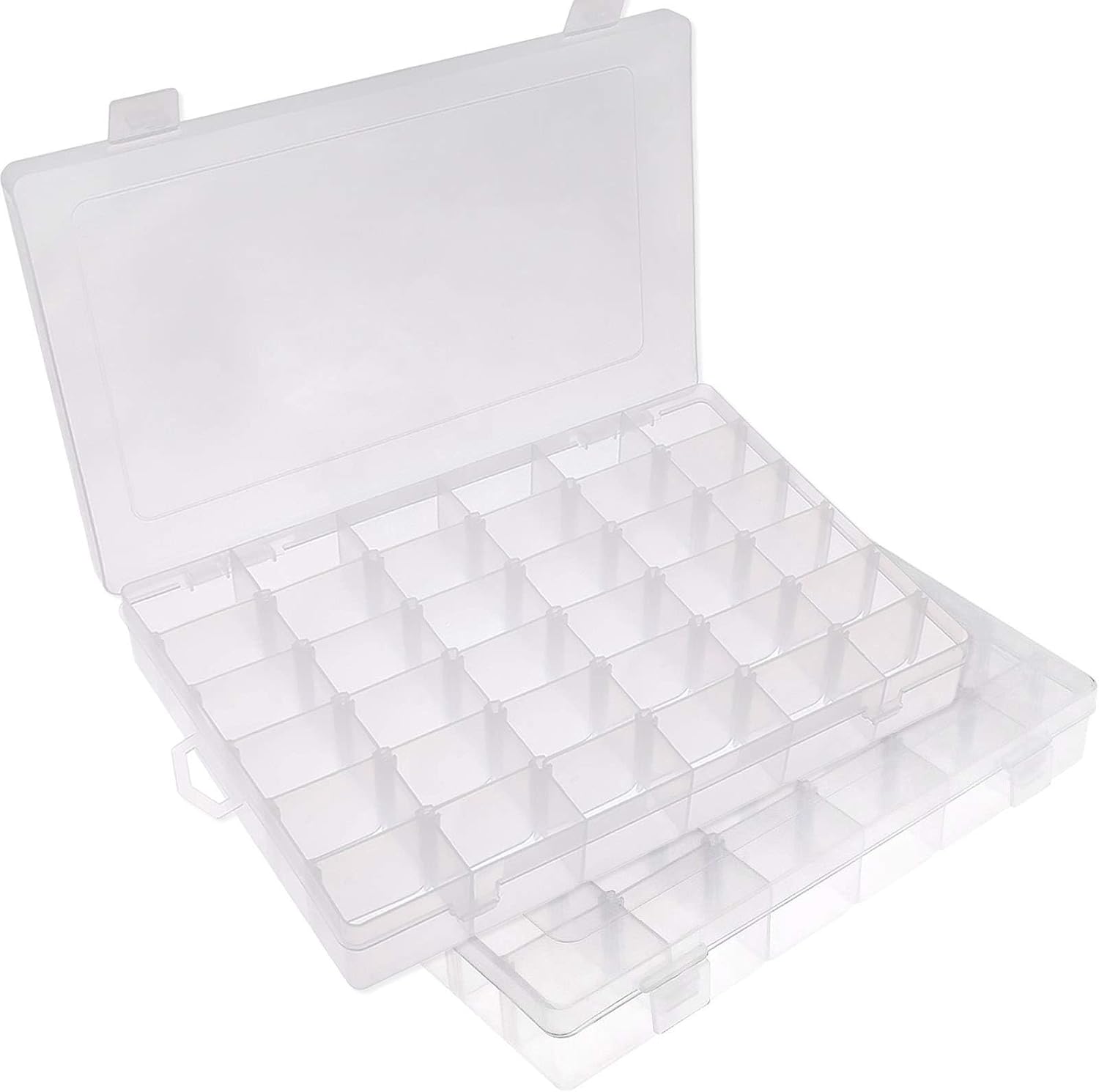Opret 2 Pack 36 Grids Plastic Storage Box Clear Organizing Containers Craft Organizers and Storage with Adjustable Dividers for Washi Tapes Thread Craft Jewelry Fishing Tackles, Size 10.8×6.8×1.7in Opret 2 Pack 36 Grids Plastic Storage Box Clear Organizing Containers Craft Organizers and Storage with Adjustable Dividers for Washi Tapes Thread Craft Jewelry Fishing Tackles, Size 10.8×6.8×1.7in
