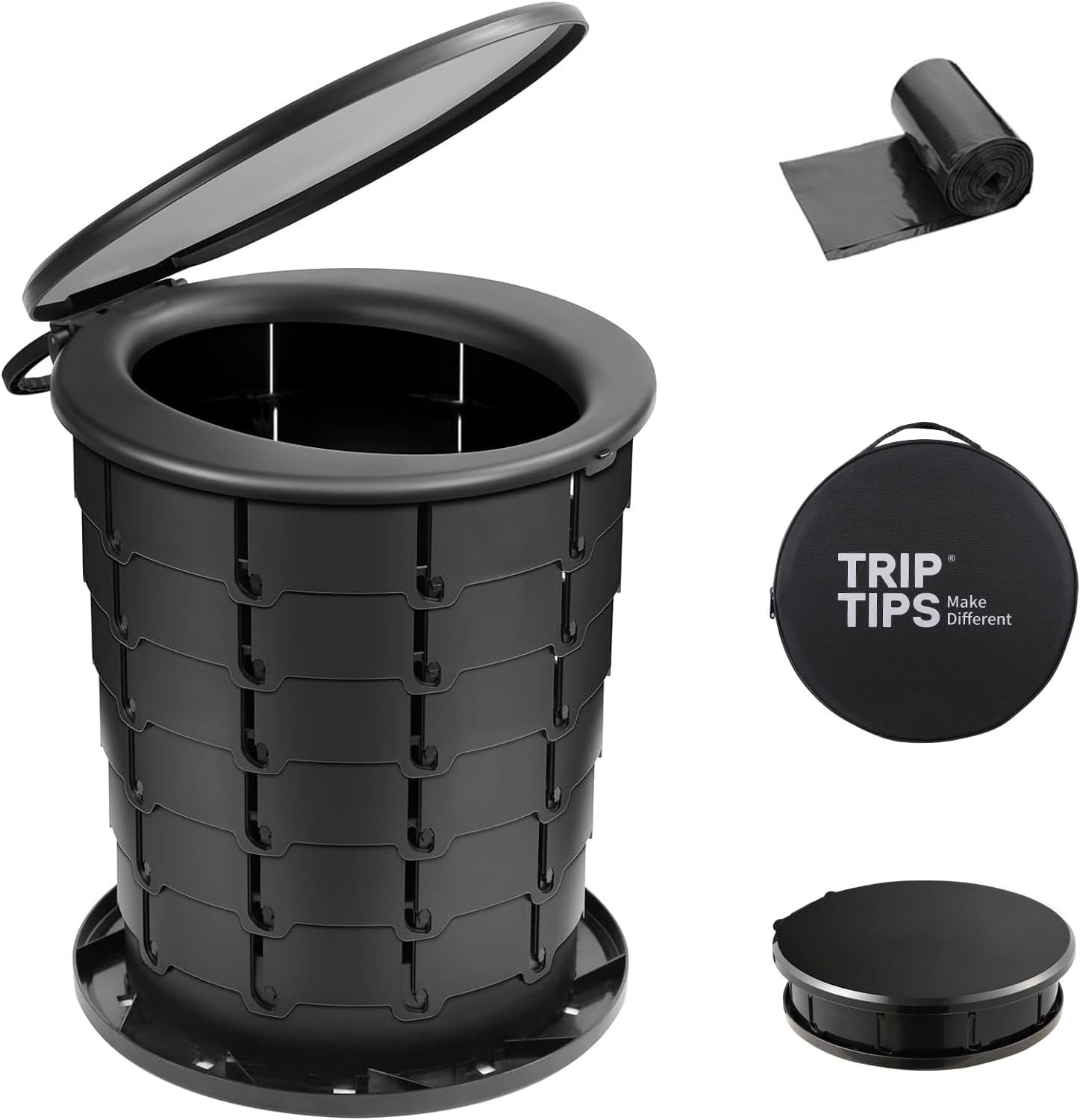TRIPTIPS Upgrade Retractable Portable Toilet Travel Toilet Adjustable Height Camping Toilet Portable Potty for Adults Kids, Foldable Portable Toilet for Camping/Car, XL Pro size TRIPTIPS Upgrade Retractable Portable Toilet Travel Toilet Adjustable Height Camping Toilet Portable Potty for Adults Kids, Foldable Portable Toilet for Camping/Car, XL Pro size
