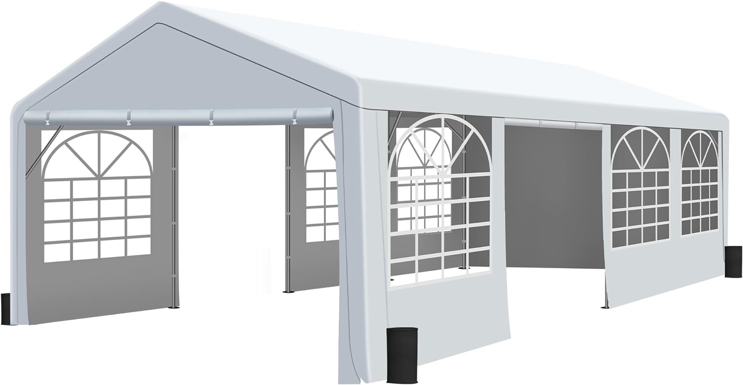 13′ x 26′ Canopy Party Tent & Carport – Heavy Duty Outdoor Wedding Gazebo with 4 Sand Bags, Event Shelter Canopy for Outdoor Event, Wedding, Birthday Party 13′ x 26′ Canopy Party Tent & Carport – Heavy Duty Outdoor Wedding Gazebo with 4 Sand Bags, Event Shelter Canopy for Outdoor Event, Wedding, Birthday Party