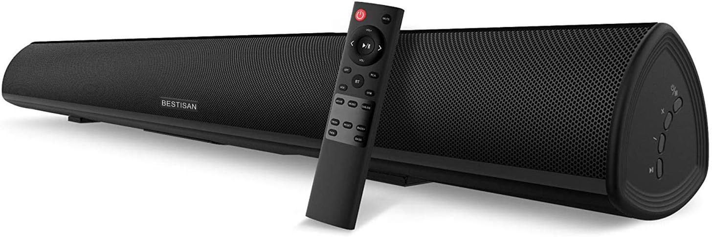 100Watt 40 Inch Soundbar, BESTISAN Sound Bar Wireless and Wired Audio Bluetooth 5.0 TV Speakers with HDMI-ARC Function (2023 Beef UP Version, DSP Audio, Bass Adjustable, Wall Mountable) 100Watt 40 Inch Soundbar, BESTISAN Sound Bar Wireless and Wired Audio Bluetooth 5.0 TV Speakers with HDMI-ARC Function (2023 Beef UP Version, DSP Audio, Bass Adjustable, Wall Mountable)