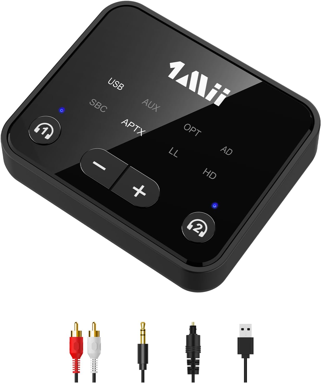1Mii Bluetooth 5.3 Transmitter for TV to 2 Wireless Headphones, Long Range 100ft Bluetooth Adapter for TV aptX Low Latency& HD/Volume Control, Optical/USB/AUX/RCA Audio Inputs 1Mii Bluetooth 5.3 Transmitter for TV to 2 Wireless Headphones, Long Range 100ft Bluetooth Adapter for TV aptX Low Latency& HD/Volume Control, Optical/USB/AUX/RCA Audio Inputs