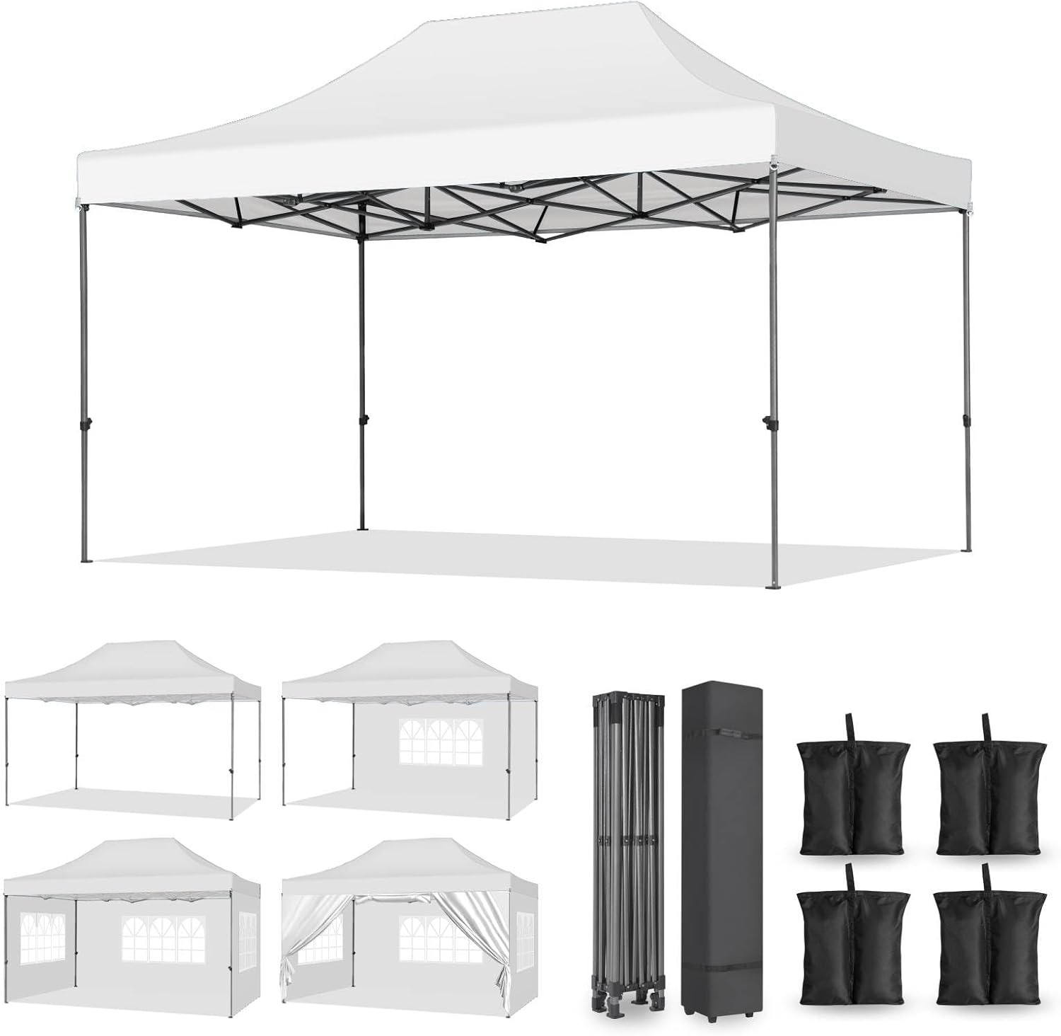10×15 Heavy Duty Pop Up Canopy Tent with 4 Removable Sidewalls, Easy Setup Commercial Outdoor Canopy, Upgraded Waterproof Windproof Canopy for Parties with Roller Bag, Frame Thickened 10×15 Heavy Duty Pop Up Canopy Tent with 4 Removable Sidewalls, Easy Setup Commercial Outdoor Canopy, Upgraded Waterproof Windproof Canopy for Parties with Roller Bag, Frame Thickened