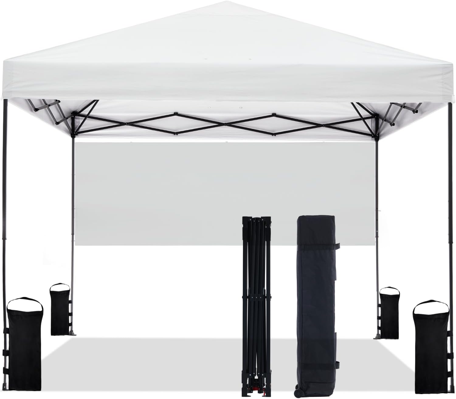 10’x10′ Pop Up Canopy Tent with Half Sidewall Outdoor, Easy Setup, Portable Carrying Bag, Stakes, 4 Ropes, 4 Sandbags (White) 10’x10′ Pop Up Canopy Tent with Half Sidewall Outdoor, Easy Setup, Portable Carrying Bag, Stakes, 4 Ropes, 4 Sandbags (White)